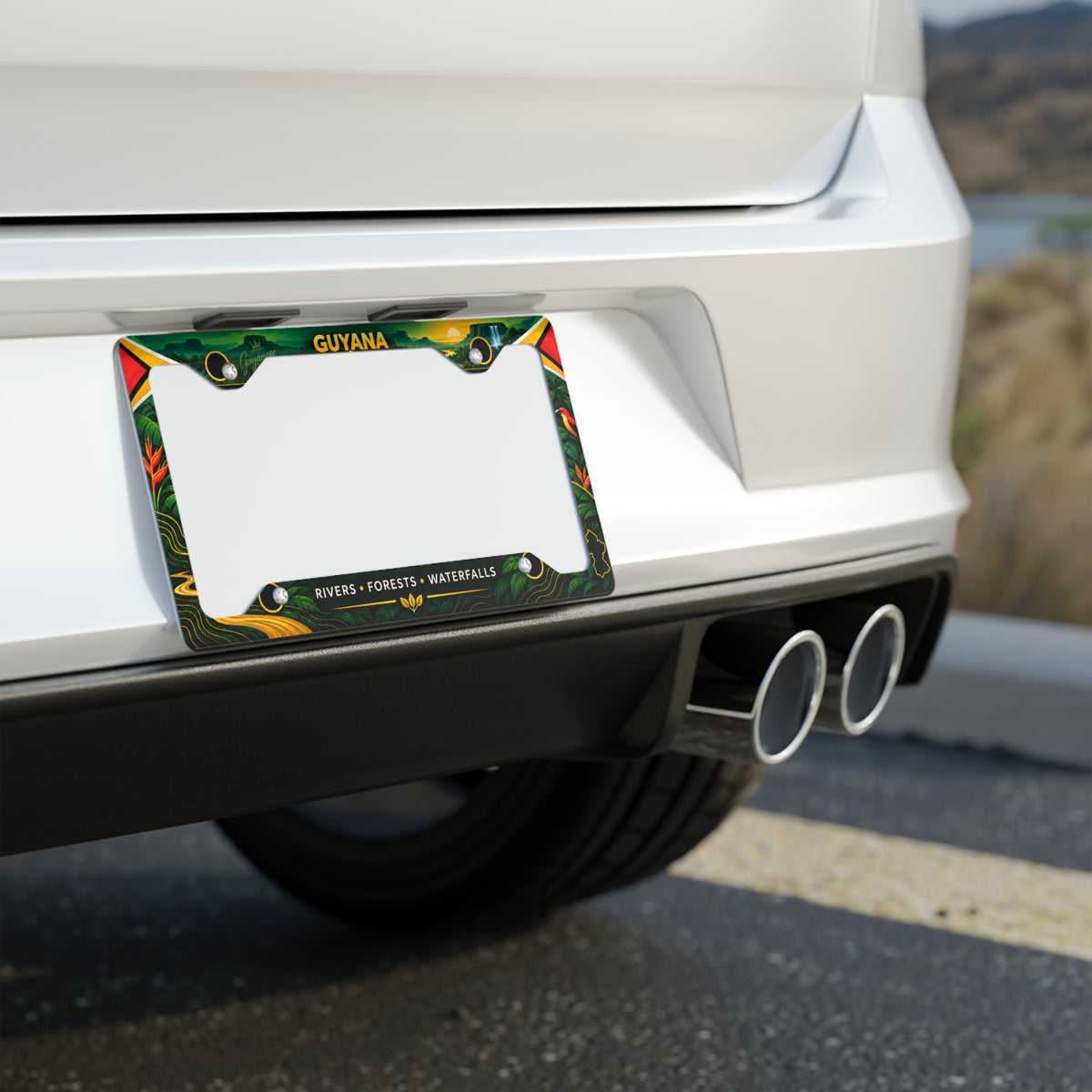 Guyana car accessory glossy aluminum license plate frame product view
