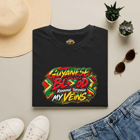 Guyanese Blood Unisex T-Shirt — "Running Through My Veins" Patriotic Pride Tee