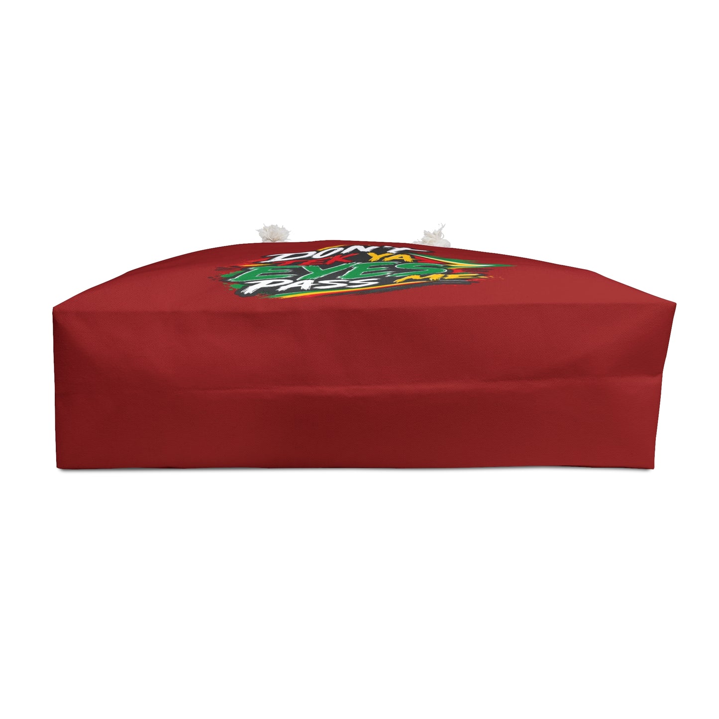 "Don't Tek Ya Eyes Pass Me" Red Weekender Bag