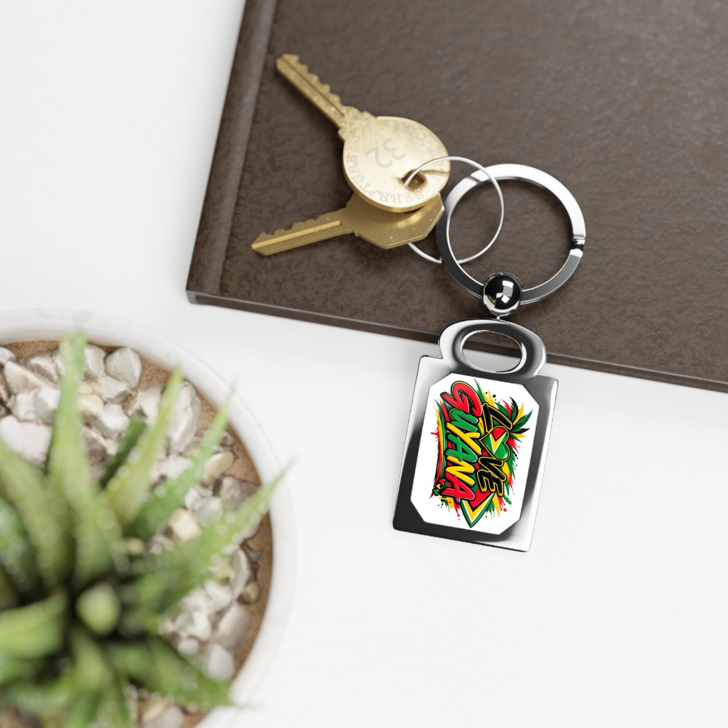 Rasta Vibes Rectangle Photo Keyring – Colorful Reggae Graphic Keychain
