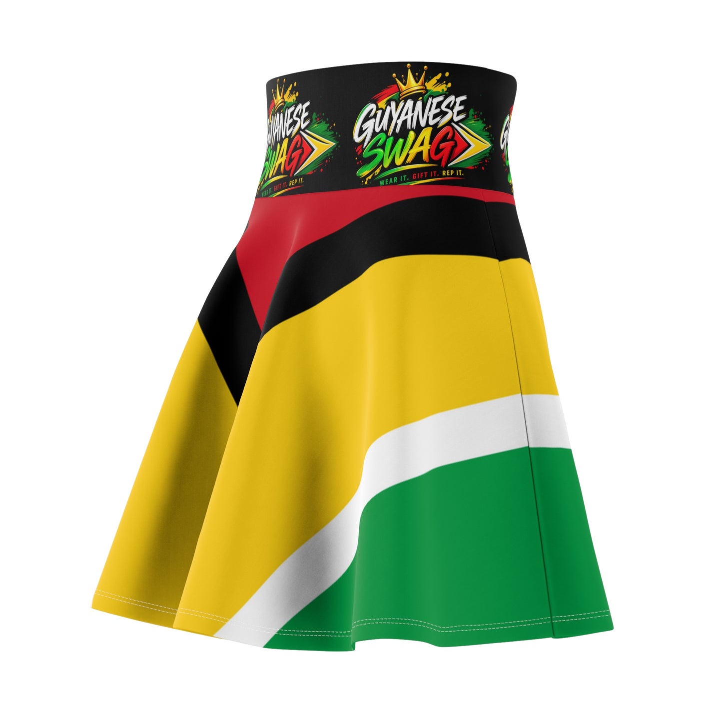 Guyanese Flag Skater Skirt — "Guyanese Swag" Waistband
