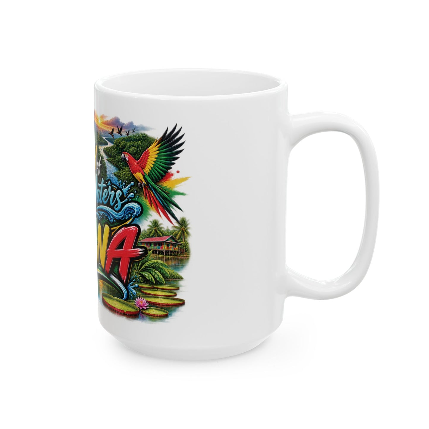 Guyana Ceramic Mug – "The Land of Many Waters" Colorful Souvenir (11oz & 15oz)
