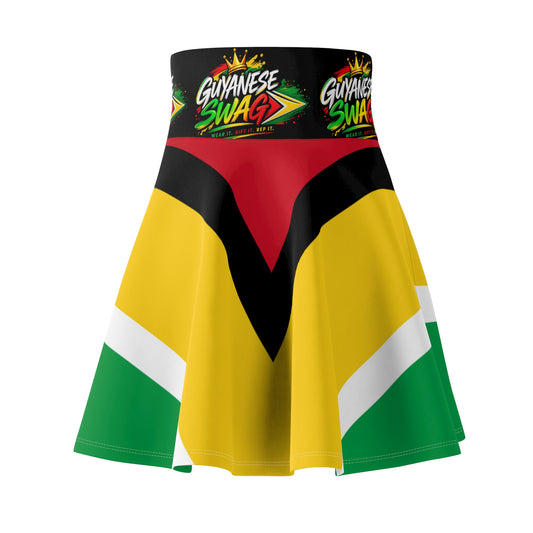 Guyanese Flag Skater Skirt — "Guyanese Swag" Waistband