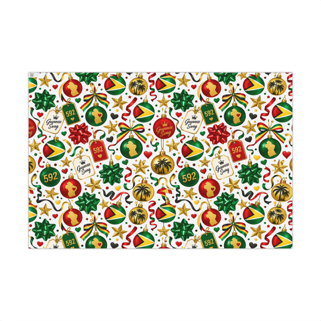 Guyana Christmas Wrapping Paper – Festive Flag & Ornament Gift Wrap