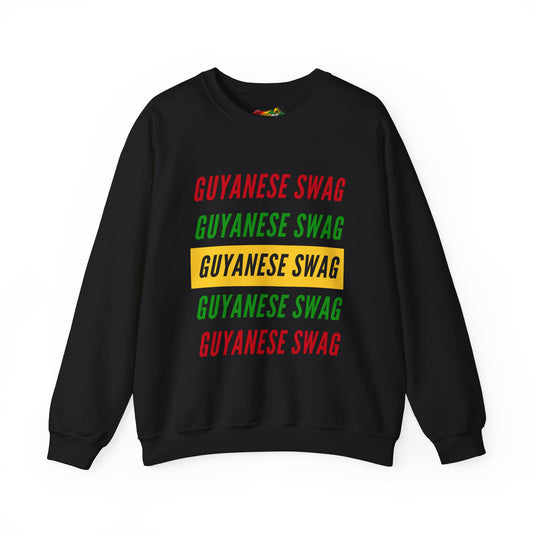Guyanese Swag Crewneck Sweatshirt — Retro Repeated Text Design