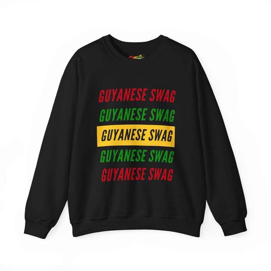 Guyanese Swag Crewneck Sweatshirt — Retro Repeated Text Design