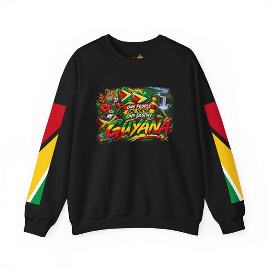 Guyana Flag Crewneck Sweatshirt — One People, One Nation Graphic