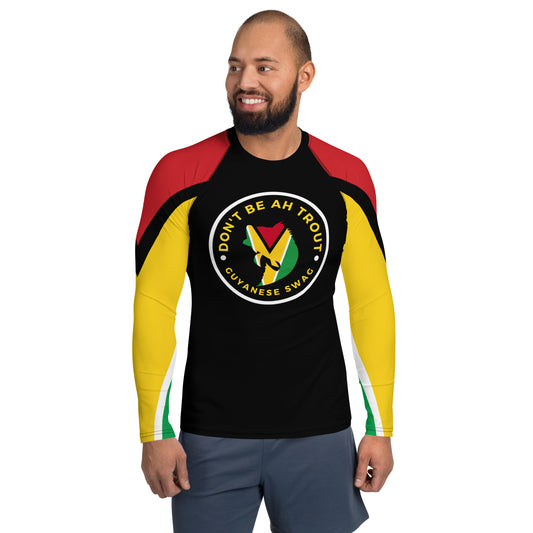 Don't Be Ah Trout Men's Rash Guard Long Sleeve Short - Guyana Flag.