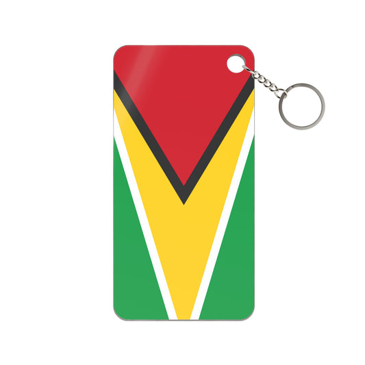 Guyana Flag Rectangle Acrylic Keychain in Transparent, polished metal back view