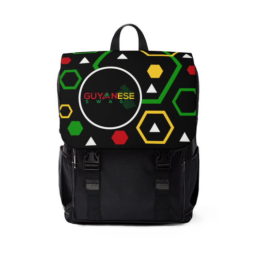 Guyanese Swag Artistic Ice Gold Green Unisex Casual Shoulder Backpack.