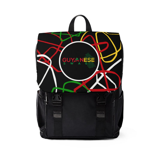 Guyanese Swag Abstract Ice Gold Green Unisex Casual Shoulder Backpack.