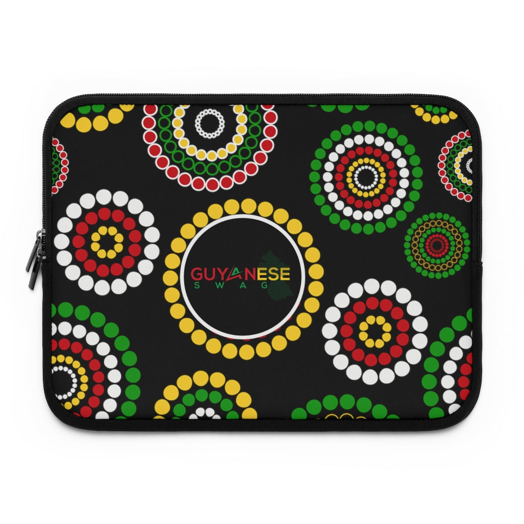 Guyanese Swag Ice Gold Green Floral Laptop Sleeve.