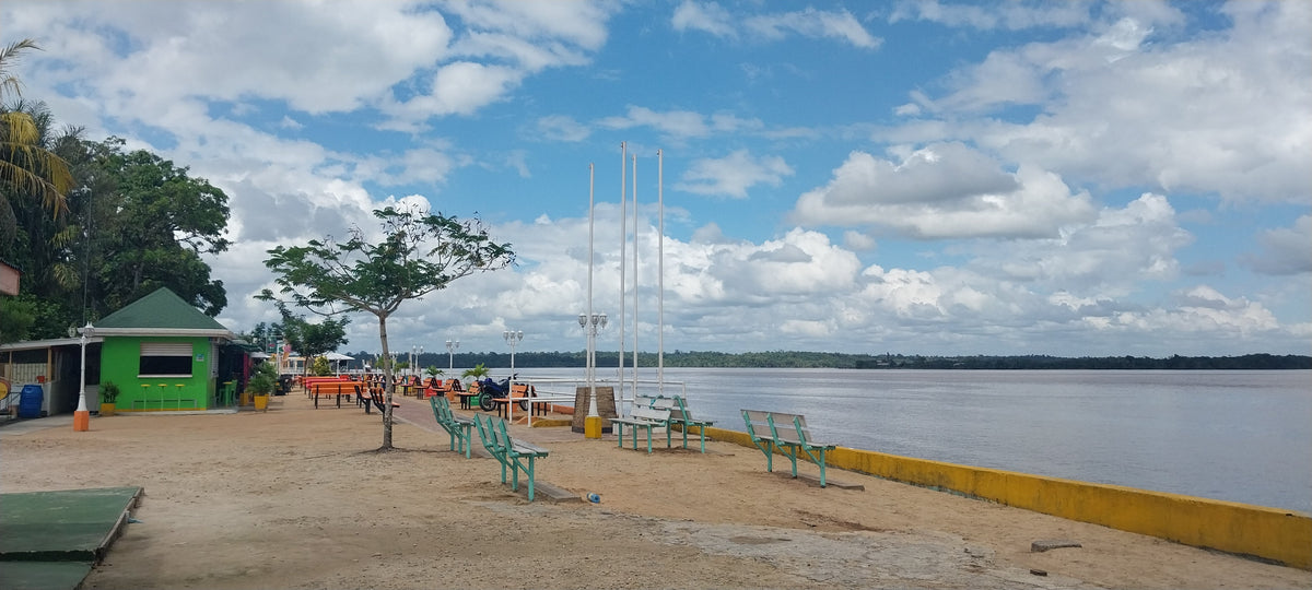 Bartica Golden Beach riverfront in Guyana near the meeting of the Cuyuni, Mazaruni and Essequibo rivers