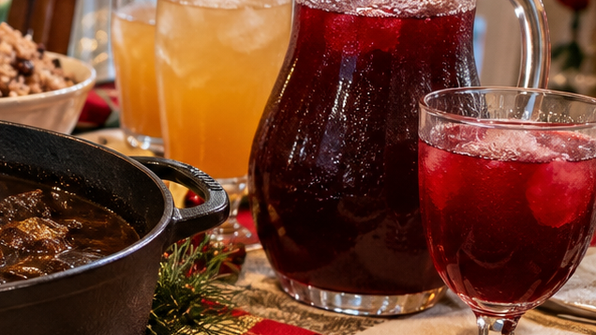 Guyanese ginger beer and sorrel served during the Christmas season
