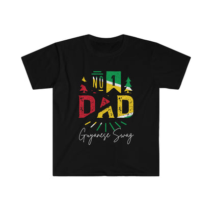 Father's Day Number 1 Dad Soft Style Shirt Sleeve T-Shirt by Guyanese Swag.