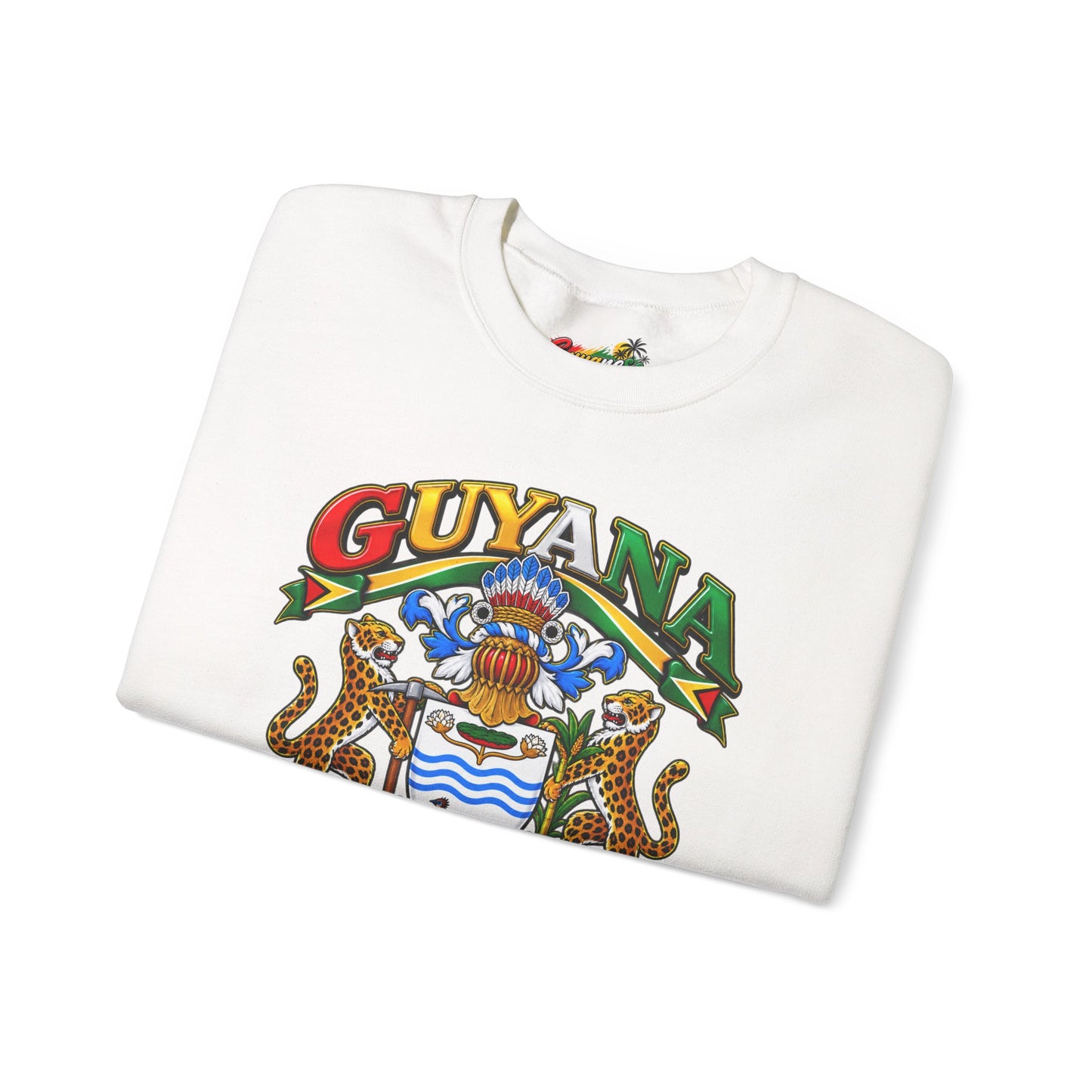 Guyana Crest Crewneck Sweatshirt — Guyanese Flag Sleeve Pullover