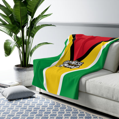 Guyana flag inspired cozy Sherpa throw blanket