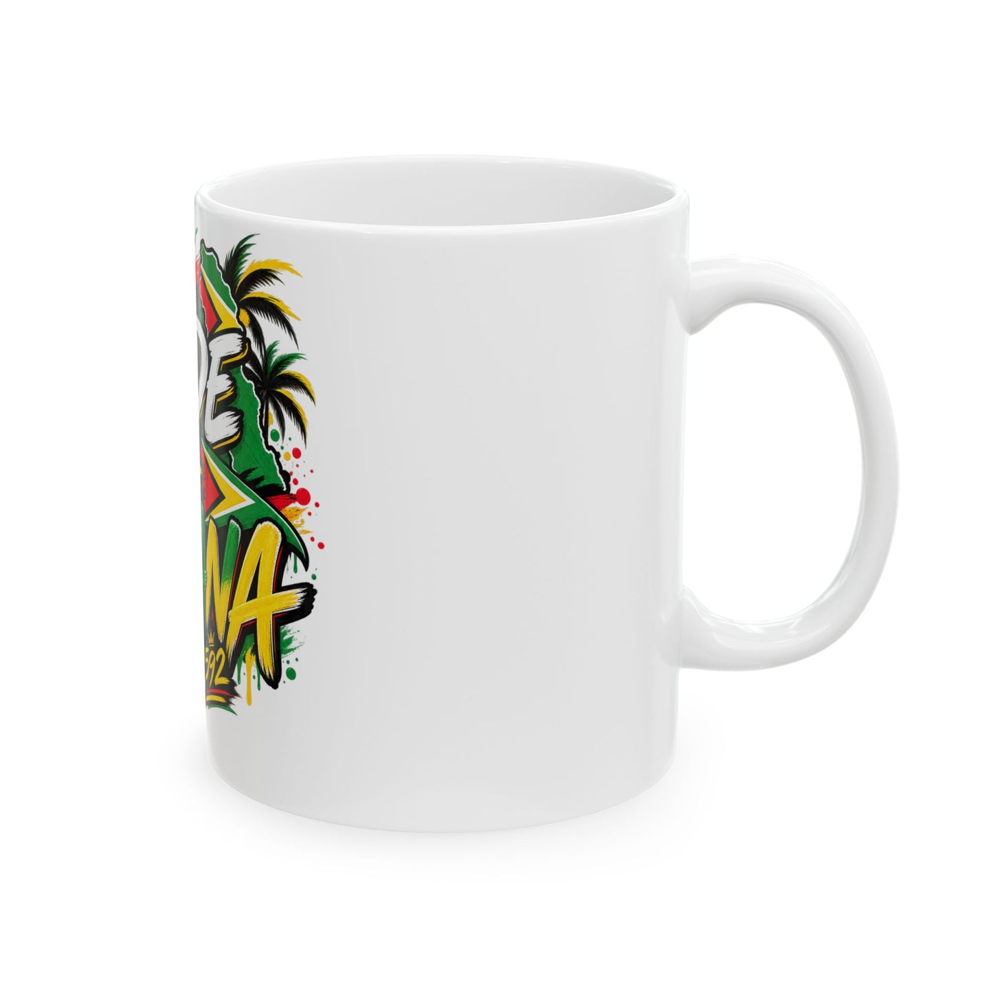 Made in Guyana Ceramic Mug (11oz & 15oz) – Colorful Guyanese Pride Coffee Cup