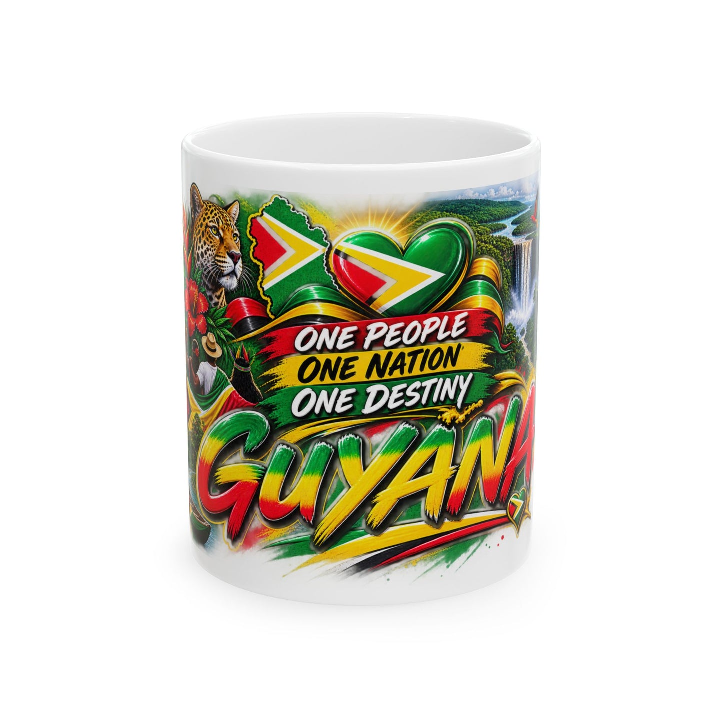 Guyana Flag Mug – "One People, One Nation, One Destiny" Ceramic Coffee Cup (11oz/15oz)