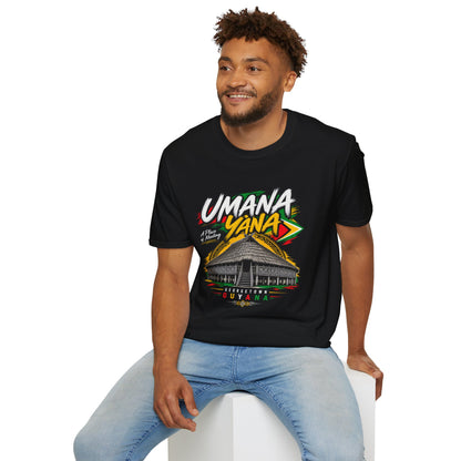 Umana Yana T-Shirt — Guyana Traditional Hut Design, "A Place of Meeting"