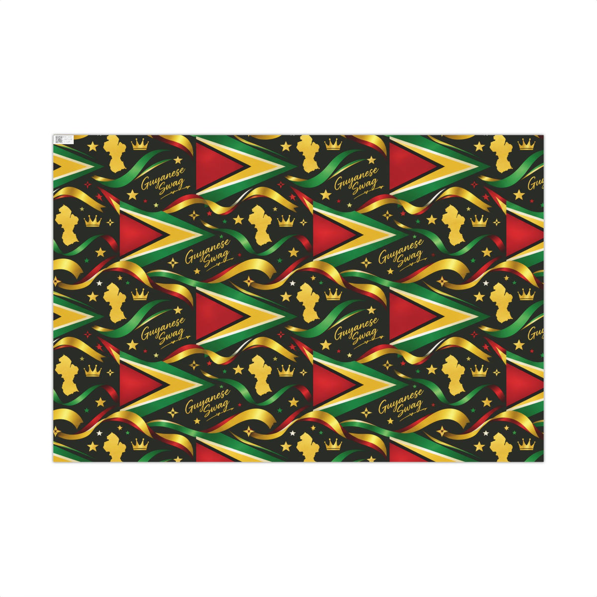 Guyana flag wrapping paper with Guyanese Swag design