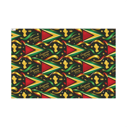 Guyana flag wrapping paper with Guyanese Swag design
