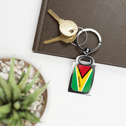 Guyana Flag Rectangle Photo Keyring — Custom Metal Souvenir Keychain