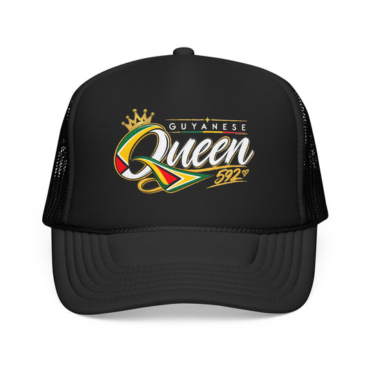 Guyanese Queen Trucker Hat — Foam Mesh Cap with Crown Script