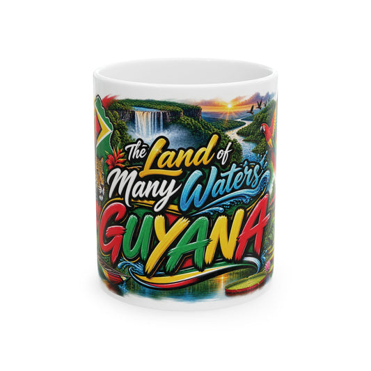 Guyana Ceramic Mug – "The Land of Many Waters" Colorful Souvenir (11oz & 15oz)
