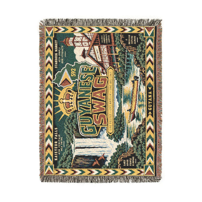 Guyanese gift woven blanket with tropical river scene