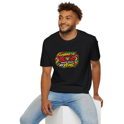 Guyanese Blood T-Shirt — "Running Through My Veins" Patriotic Pride Tee