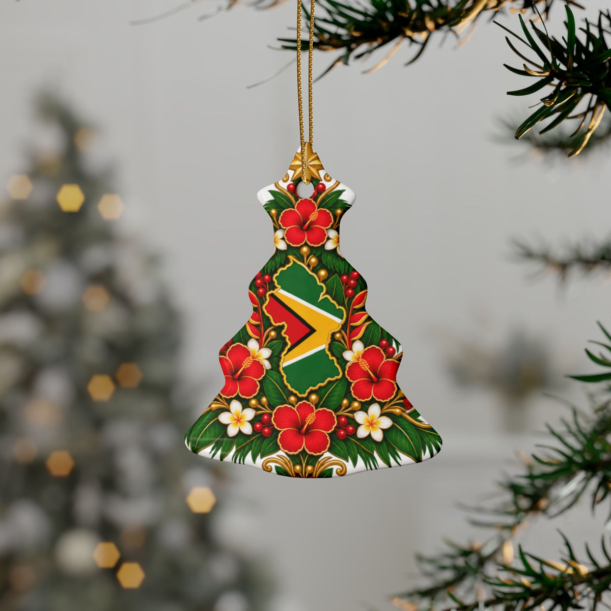 Guyana Ceramic Christmas Ornament – 5 Shapes & Multipacks