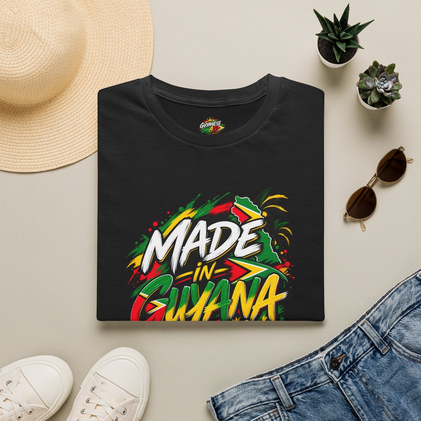 Made in Guyana T-Shirt — Colorful Tropical Pride Graphic Tee