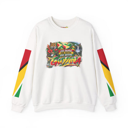 Guyana Flag Crewneck Sweatshirt — One People, One Nation Graphic