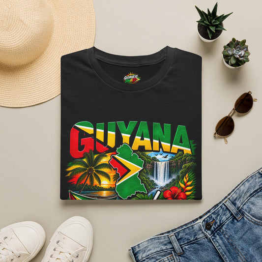 Guyana Independence T-Shirt — May 26, 1966 Retro Flag & Waterfall Tee