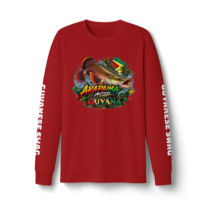 Guyana Arapaima Fishing Long Sleeve Tee — "Guyanese Swag" Graphic