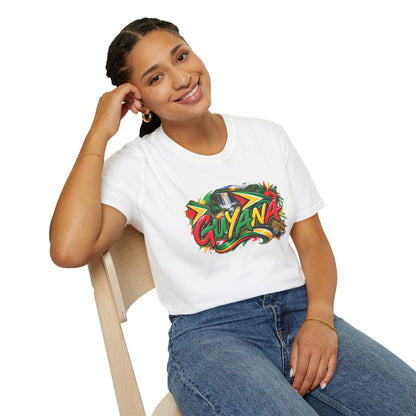 Guyana Graphic T‑Shirt — Colorful Tropical Island Design with Waterfall & Tiger