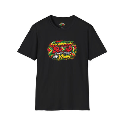 Guyanese Blood T-Shirt — "Running Through My Veins" Patriotic Pride Tee