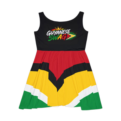 Guyana Flag Skater Dress — "Guyanese Swag" / "Queen" Graphic