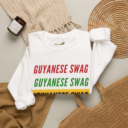 Guyanese Swag Crewneck Sweatshirt — Retro Repeated Text Design