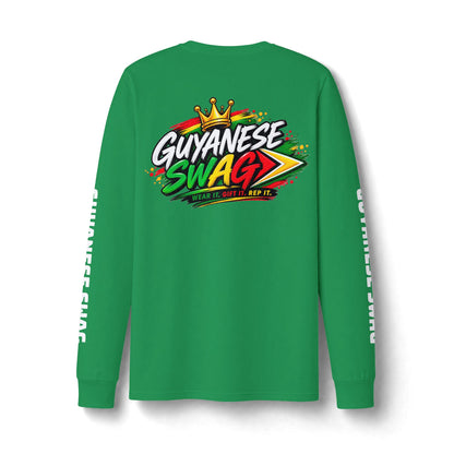 Guyana Arapaima Fishing Long Sleeve Tee — "Guyanese Swag" Graphic