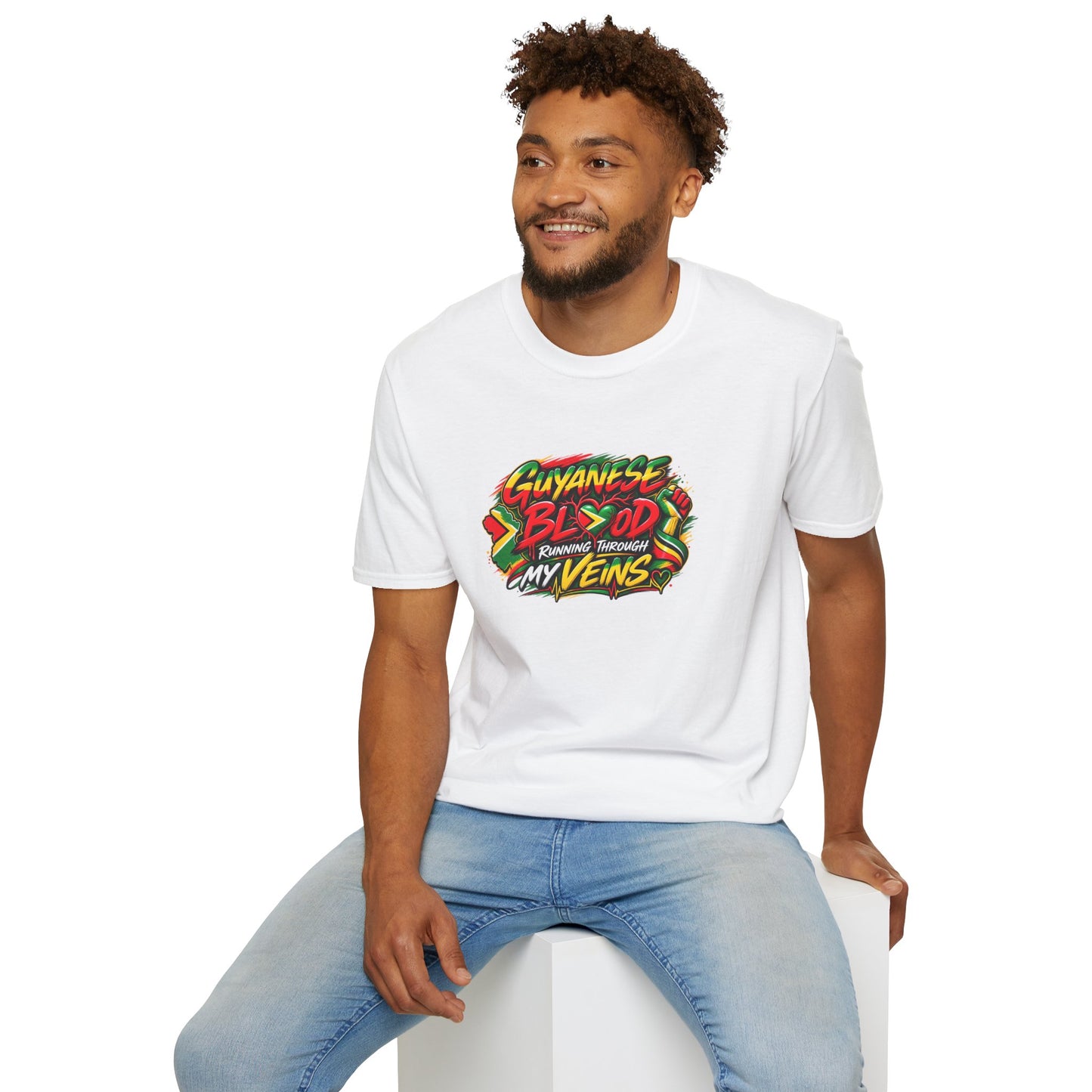Guyanese Blood T-Shirt — "Running Through My Veins" Patriotic Pride Tee