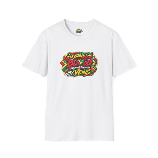 Guyanese Blood T-Shirt — "Running Through My Veins" Patriotic Pride Tee