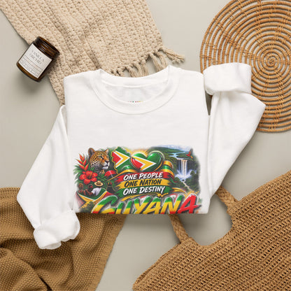 Guyana Flag Crewneck Sweatshirt — One People, One Nation Graphic