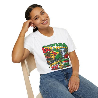 Guyana Independence T-Shirt — May 26, 1966 Retro Flag & Waterfall Tee