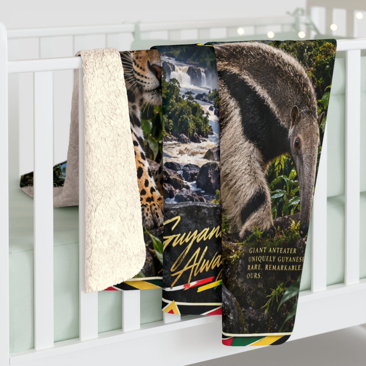 Guyana wildlife Sherpa blanket available in three sizes