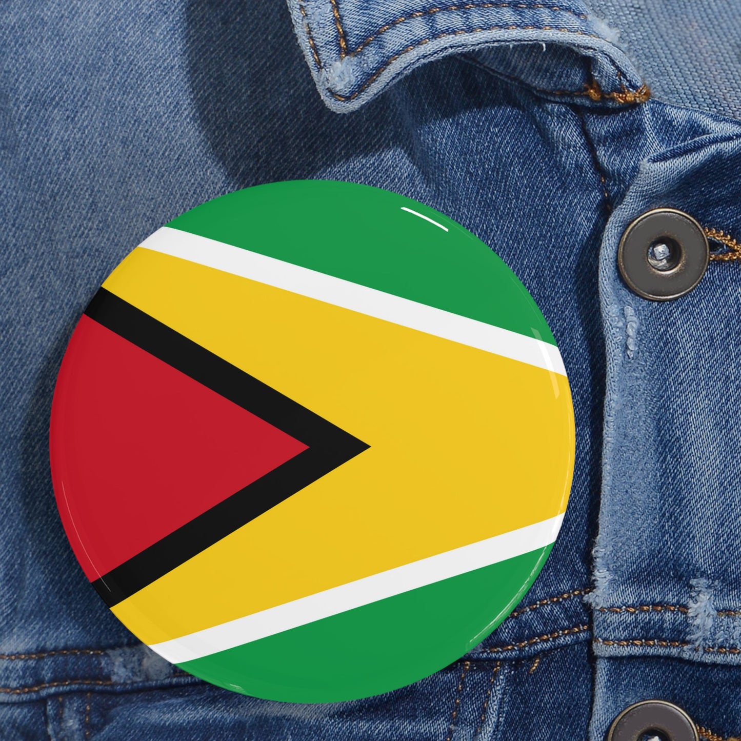 Guyana Flag Round Pin — Patriotic Lapel Button