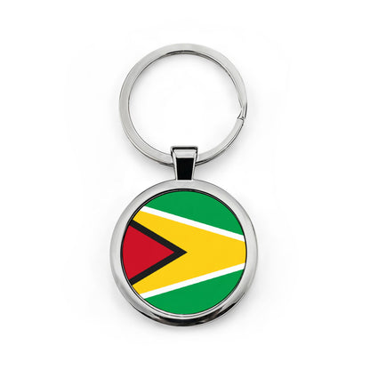 Guyana Flag Round Stainless Steel Keychain