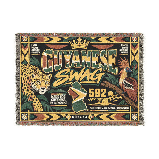 Guyana Jaguar Woven Throw Blanket – Retro Wildlife Design