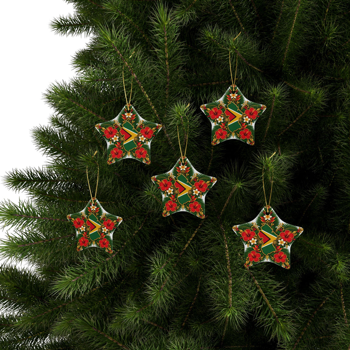 Guyana Ceramic Christmas Ornament – 5 Shapes & Multipacks